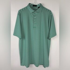 Byron Nelson DriWay Golf Shirt Green White Stripes Medium  Performance Polo